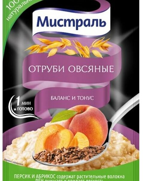 Отруби Мистраль овсяные Баланс и тонус Персик-Абрикос-Лен 30г