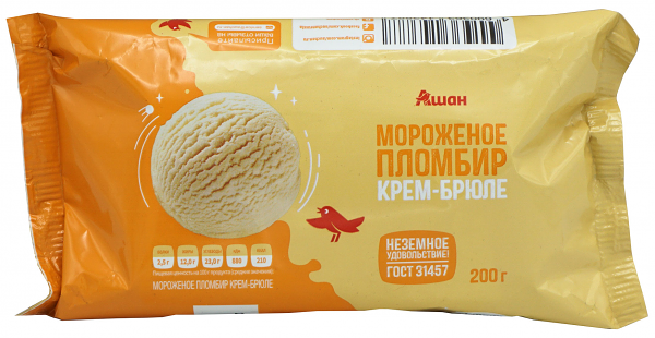 Мороженое пломбир АШАН Красная птица крем-брюле