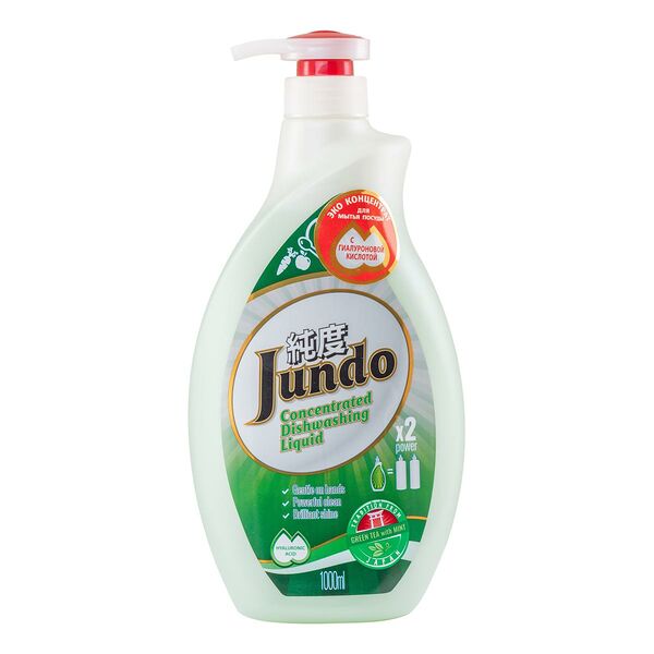 Гель для мытья посуды и детских принадлежностей Jundo Эко Green Tea with Mint, с гиалуроновой кислотой, концентрированный