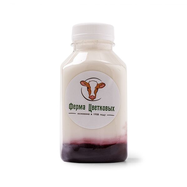 Йогурт питьевой ФЕРМА ЦВЕТКОВЫХ с черничным джемом 2,5-10% без змж 330 мл