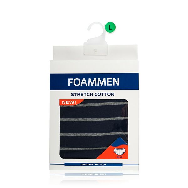 Мужские трусы - слипы Foammen Fo90553 , синие в серую полоску , L
