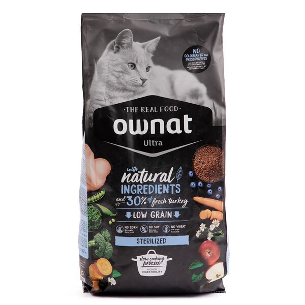 ULTRA сухой корм Ownat для стерилизованных кошек, с индейкой, 1.5 кг 
