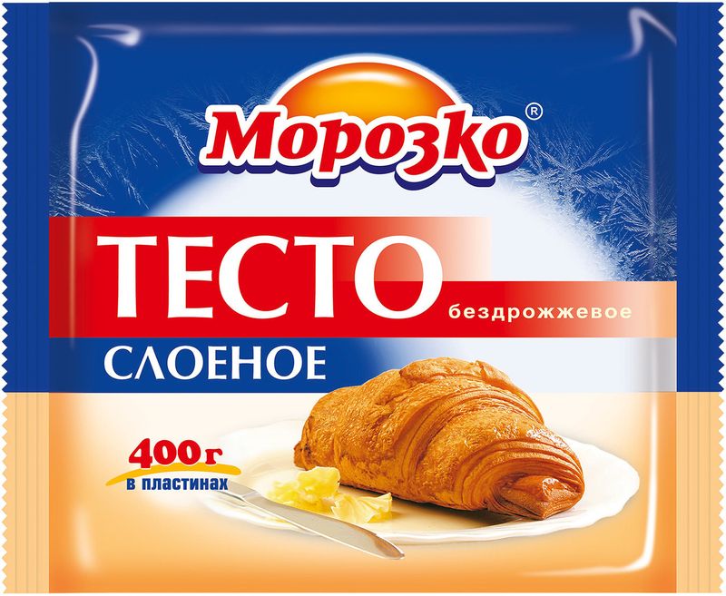 

Тесто бездрожжевое Морозко слоёное в пластинах 400 г
