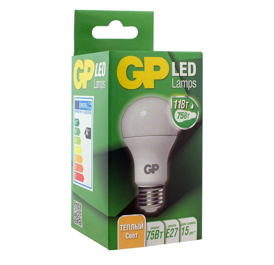 

Лампа светодиодная GP груша 11 Вт Е27 теплый свет