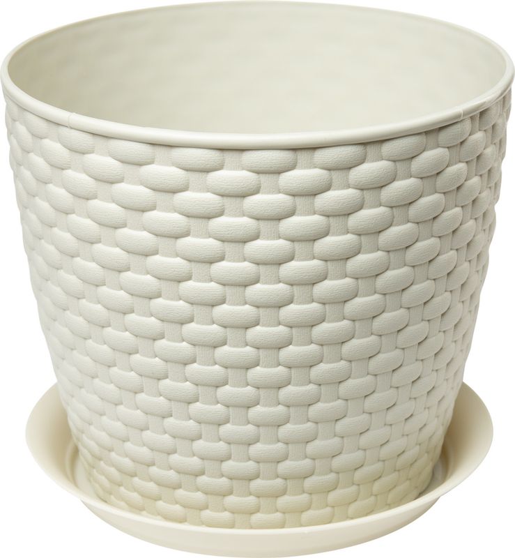 

Кашпо Idea Ротанг с поддоном 18 см 3 л белый