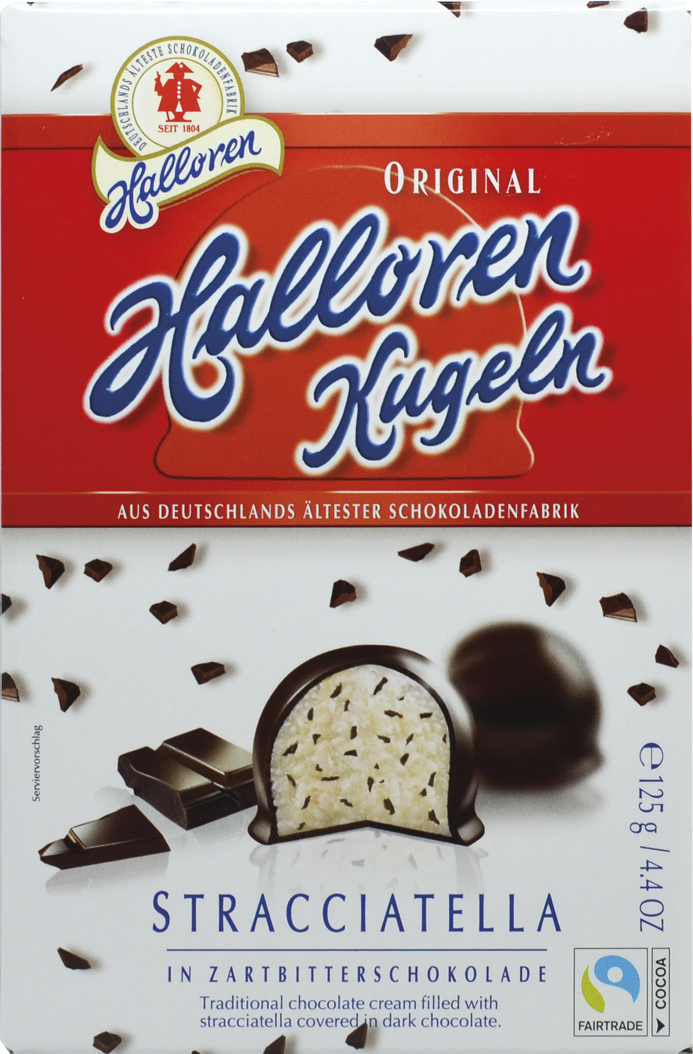 

Конфеты Halloren Kugeln шоколадные Страчателла