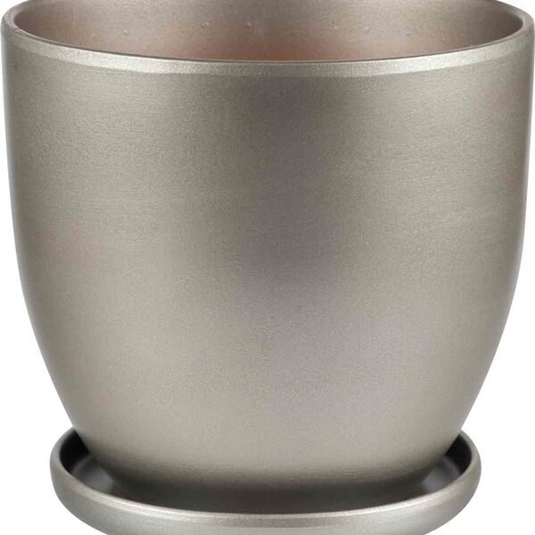 Горшок керамический Бутон с поддоном, цвет: серый