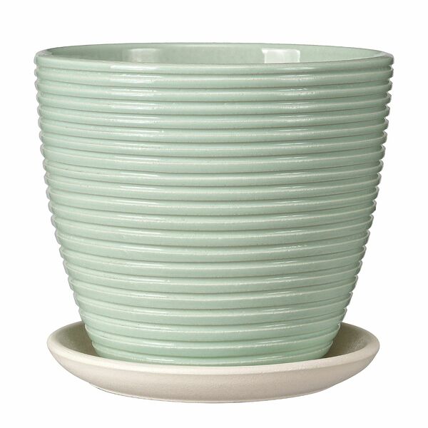 Горшок для цветов Спираль с поддоном, 12 см, 0,7 л, бирюзовый крокус