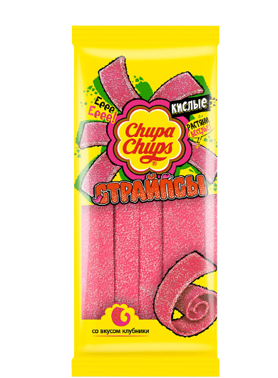 Жевательный мармелад Chupa Chups Страйпсы кислые со вкусом клубники 120г