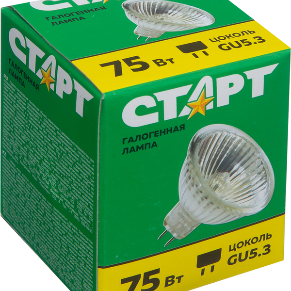 Лампа галогенная старт 75w gu5,3 mr16 12v