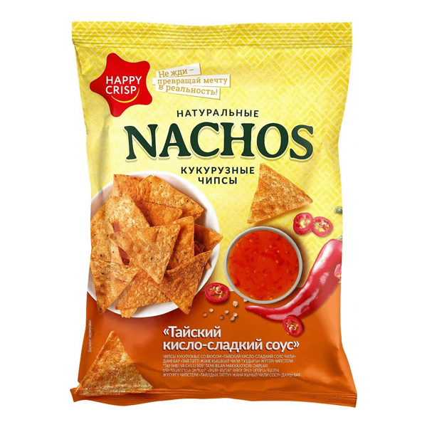 Чипсы кукурузные Happy Crisp Nachos Тайский кисло-сладкий соус