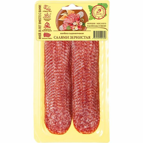 Салями Иней Зернистая сырокопченая полусухая нарезка 100г