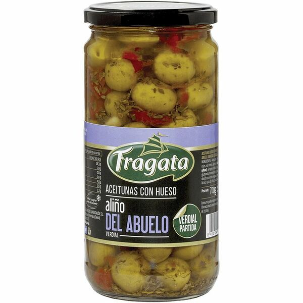Оливки Fragata Старинный рецепт в маринаде с косточкой сорт Вердиаль, 340г