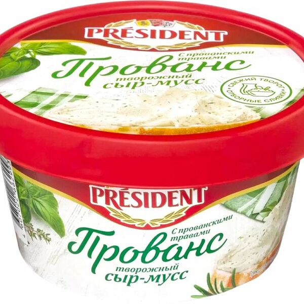 Сыр творожный President Прованс с прованскими травами сливочный 60% БЗМЖ 120 г