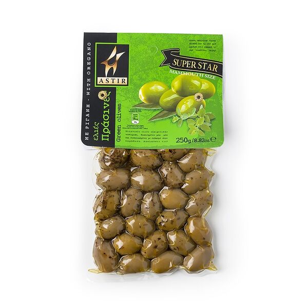 Оливки Astir зеленые с косточкой 250 г, Греция