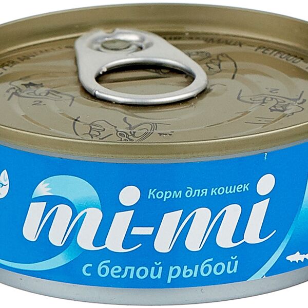 Mi-Mi Ми-ми (mi-mi) консервы для кошек с белой рыбой в желе 80 г
