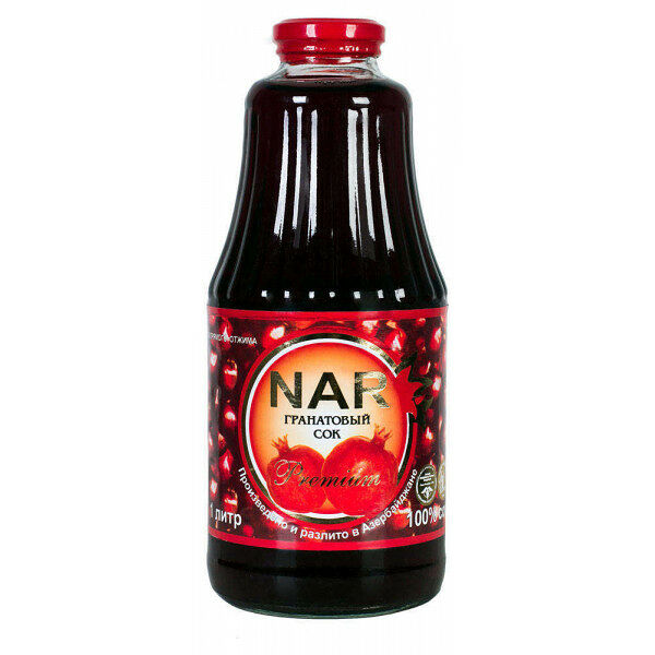 Сок Nar Премиум гранатовый, прямого отжима, без сахара, стеклянная бутылка