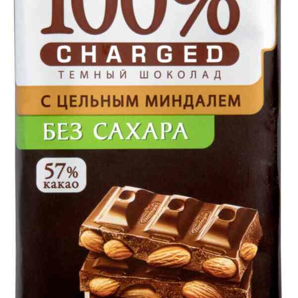Шоколад тёмный Победа с цельным миндалём без сахара
