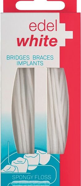 Зубная нить Edel+White Supersoft Floss для мостовитых протезов брекетов и имплантов 50шт