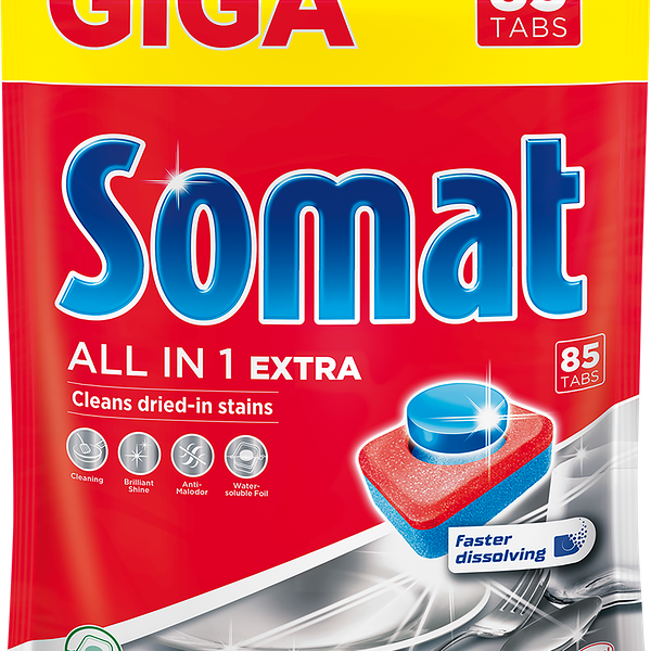 Таблетки для посудомоечных машин Somat All in 1 Extra, 85шт