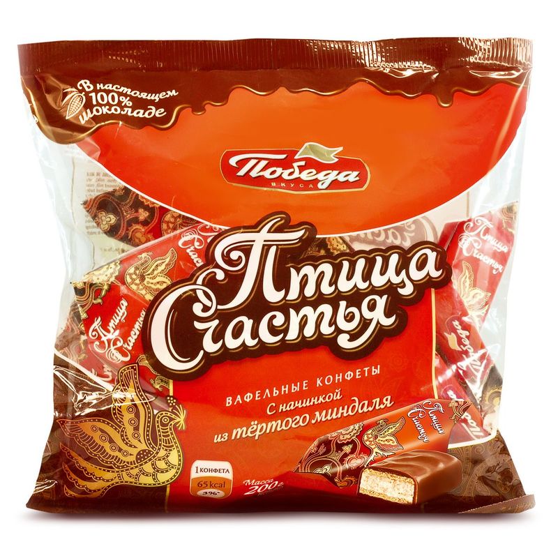 

Конфеты Победа вкуса Птица счастья вафельные тертый миндаль 200 г