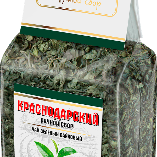 Чай зеленый КРАСНОДАРСКИЙ ГОСТ ЧАЙ РУЧНОЙ СБОР Байховый, крупнолистовой, 200г