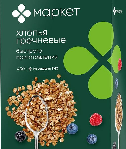 Хлопья Маркет гречневые быстрого приготовления 400г