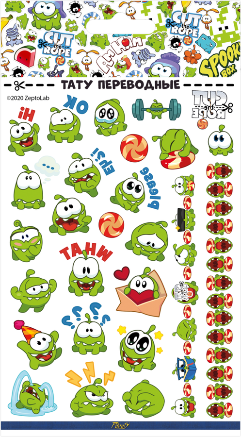 

Наклейки-тату переводные АМ НЯМ Cut The Rope №2