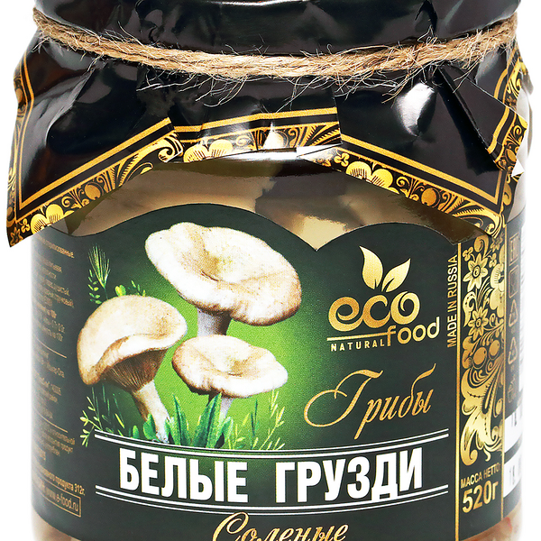 Грибы EcoFood белые грузди соленые