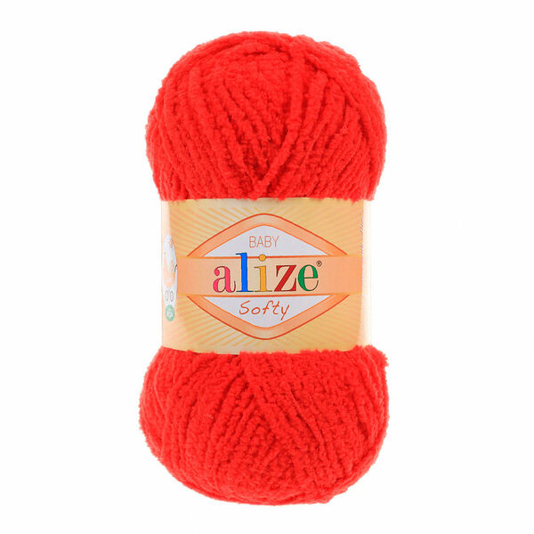 Пряжа ALIZE 'Softy' 50гр. 115м. (100% микрополиэстер)(56 красный)