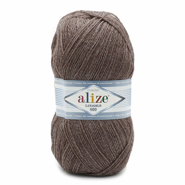 Пряжа ALIZE 'Lanagold 800' 100гр.,730м (49%шерсть, 51%акрил)(240 св. коричневый меланж)