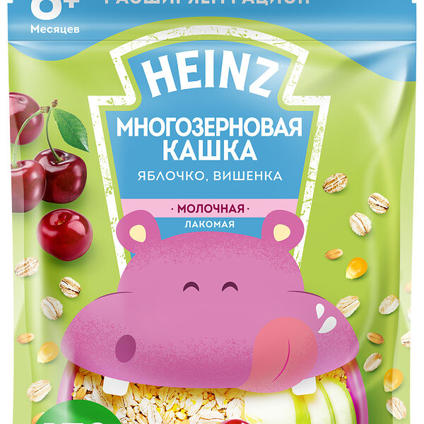Каша многозерновая молочная Heinz Лакомая Яблоко, вишенка, с 6 месяцев