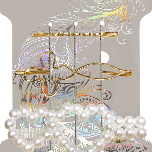 Набор для волос B&H зажим, невидимки, золото, жемчужный, Арт. W0163, 3шт