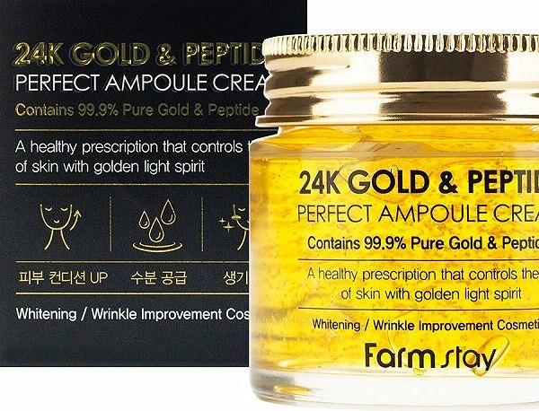 FARMSTAY Крем ампульный для лица с золотом и пептидами, 80 мл