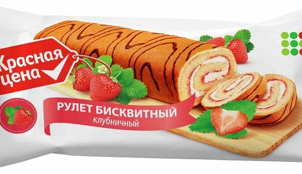Рулет бисквитный Красная Цена клубничный 200г