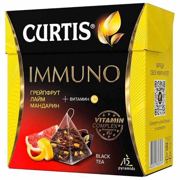 Чай черный CURTIS Immuno ароматизированный, 15пир