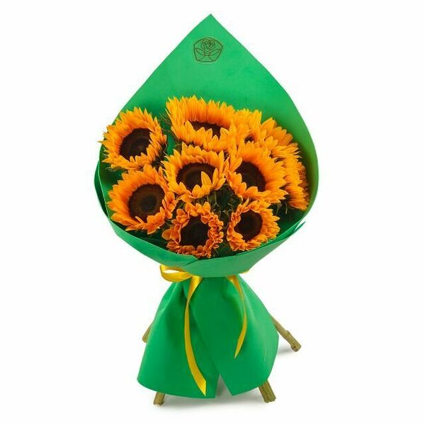 Букет 9 подсолнухов в фоамиране 50 см