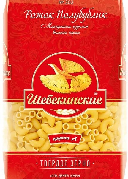 Макароны Шебекинские №202 Рожок Полубублик из твердых сортов пшеницы 450г