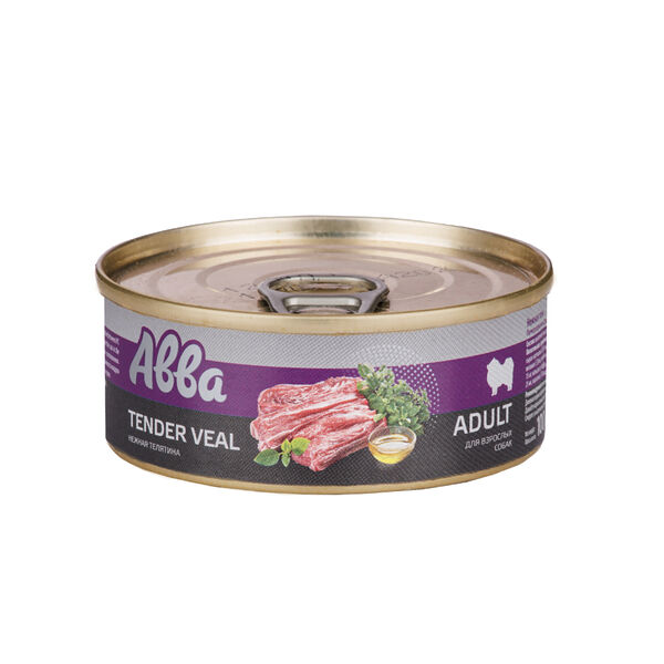 Консервы Авва Adult для взрослых собак всех пород с телятиной, 100 г
