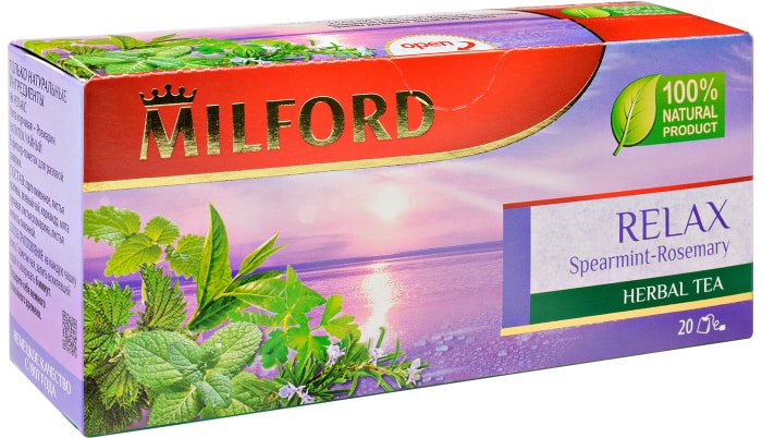 

Чайный напиток Milford Relax Мята-Розмарин 20x1.75 г