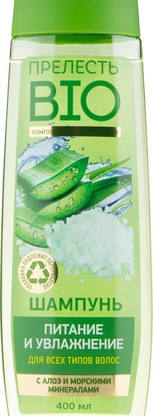 Шампунь для волос Прелесть Bio Питание и увлажнение с морскими минералами и алоэ 400мл
