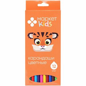 Карандаши пластиковые цветные в наборе Маркет Kids, 12шт
