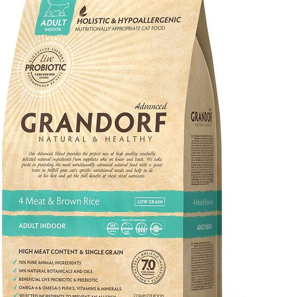 Grandorf PROBIOTICS Adult Indoor 4 вида мяса для кошек 400 г
