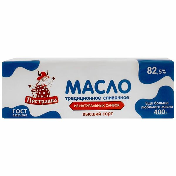 Масло сливочное Пестравка Традиционное 82.5%, 400г