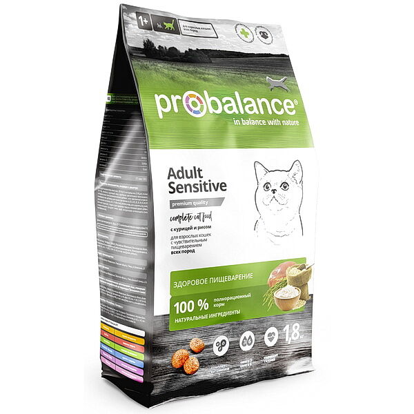 Сухой корм для кошек ProBalance Sensitive, чувствительное пищеварение, 1.8 кг