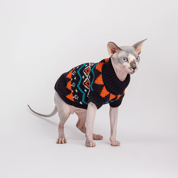 Свитер с узорами для кошек и собак, 30 см, черный