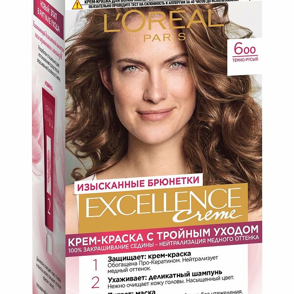 Стойкая крем-краска для волос Excellence, оттенок 6.00 Темно-русый, 192 мл
