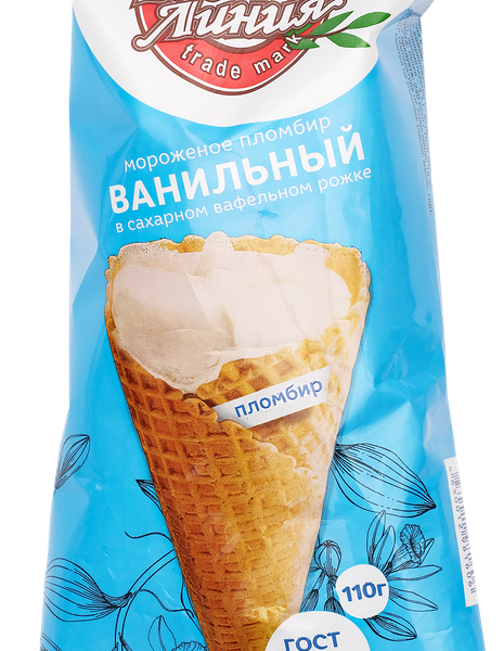 Мороженое пломбир Чистая Линия Сахарный рожок ванильный