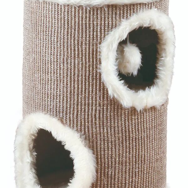 Дом-когтеточка Edorado (33х33х50 см) круглый с двойным домиком для кошек, бежево-белый