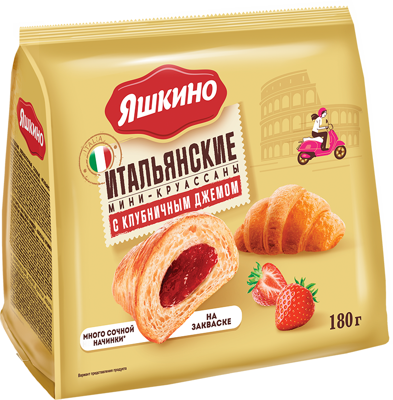 

Мини-круассаны Яшкино с клубничным джемом 180 г